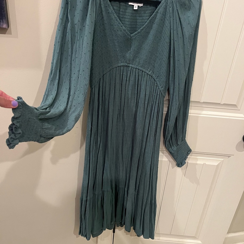 Women's sage Baltic born  Long-Sleeve V-Neck Midi Dress Sz xl/xxl